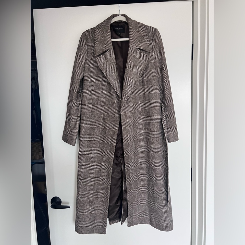 Banana Republic Brown Plaid Houndstooth Coat M / 8/10